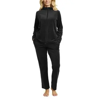 Damella Damella Velour Plain Suit Svart Small Dame