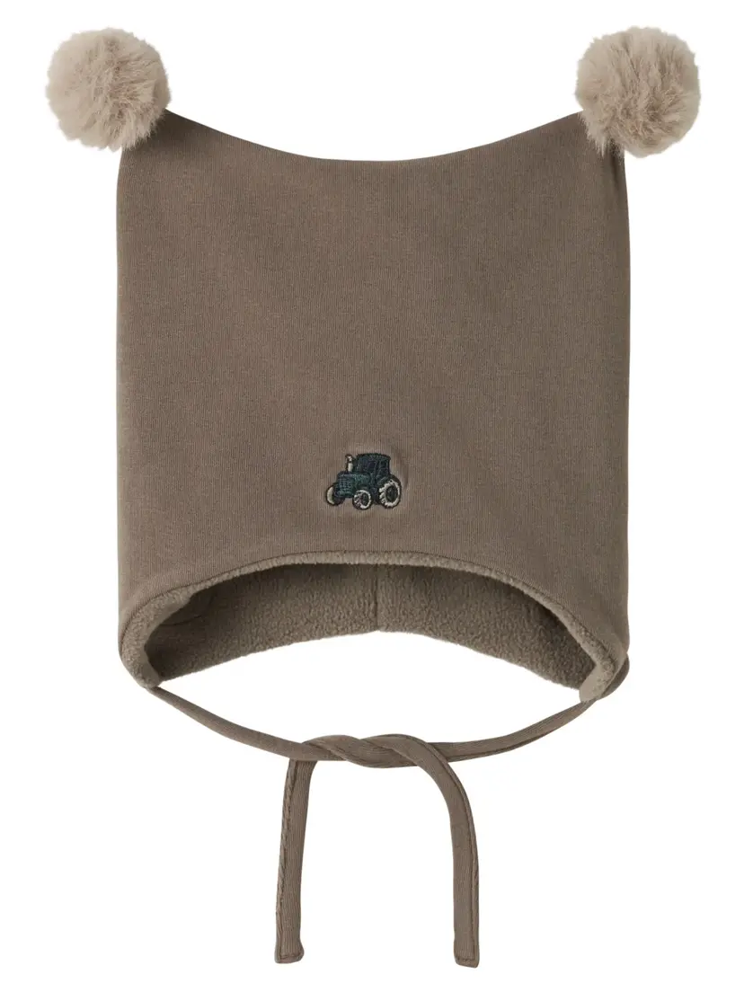 NAME IT Bomullslue m/fleece «MALL» Mini Walnut Traktor