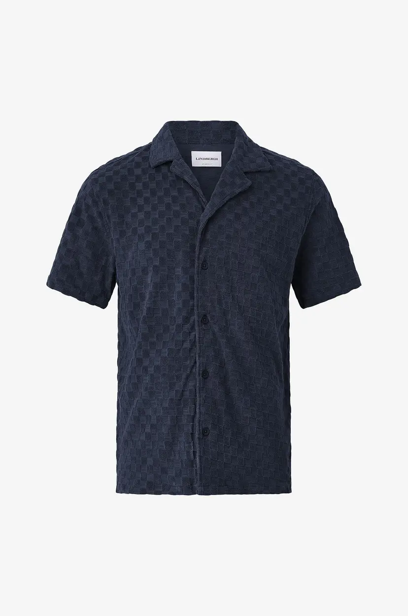 Lindbergh Skjorte Checkered Towel Resort Shirt - Blå