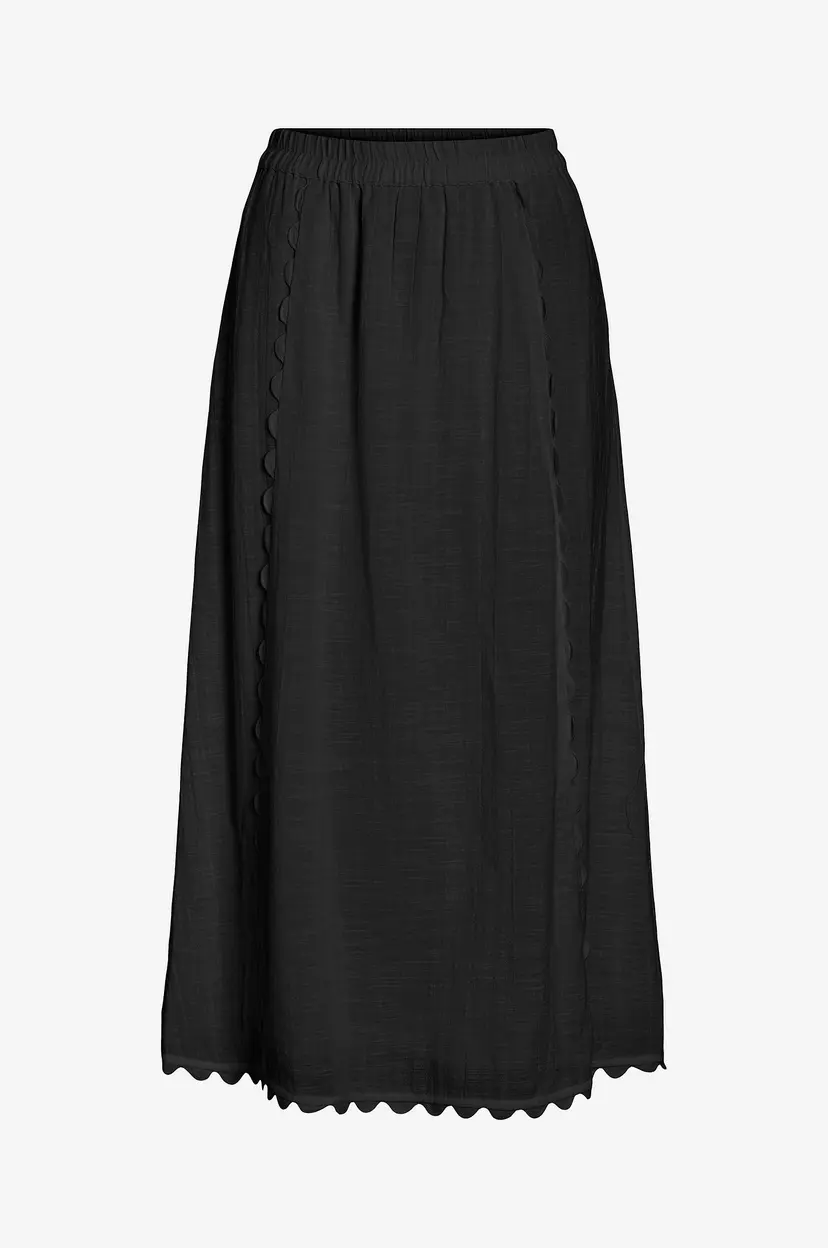 Vila Skjørt viMindy HW Scallop Midi Skirt - Svart