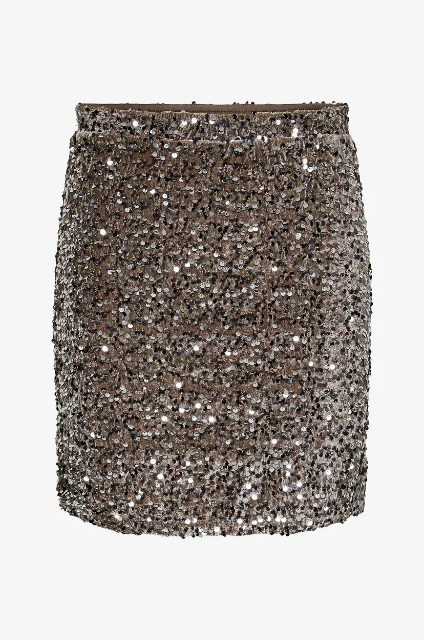 Pieces Paljettskjørt pcKam HW New Short - Brun