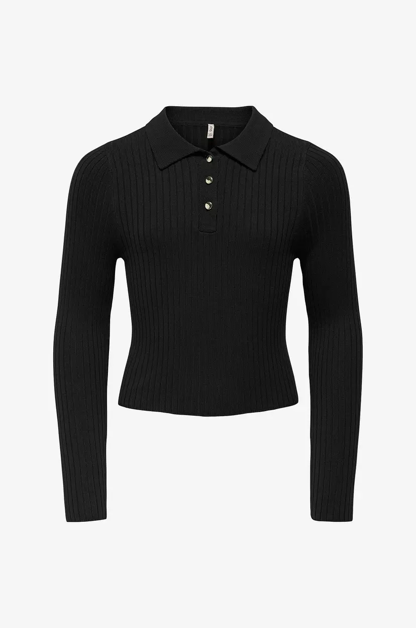 Kids Only Topp kogMila LS Rib Button Polo Neck CP - Svart