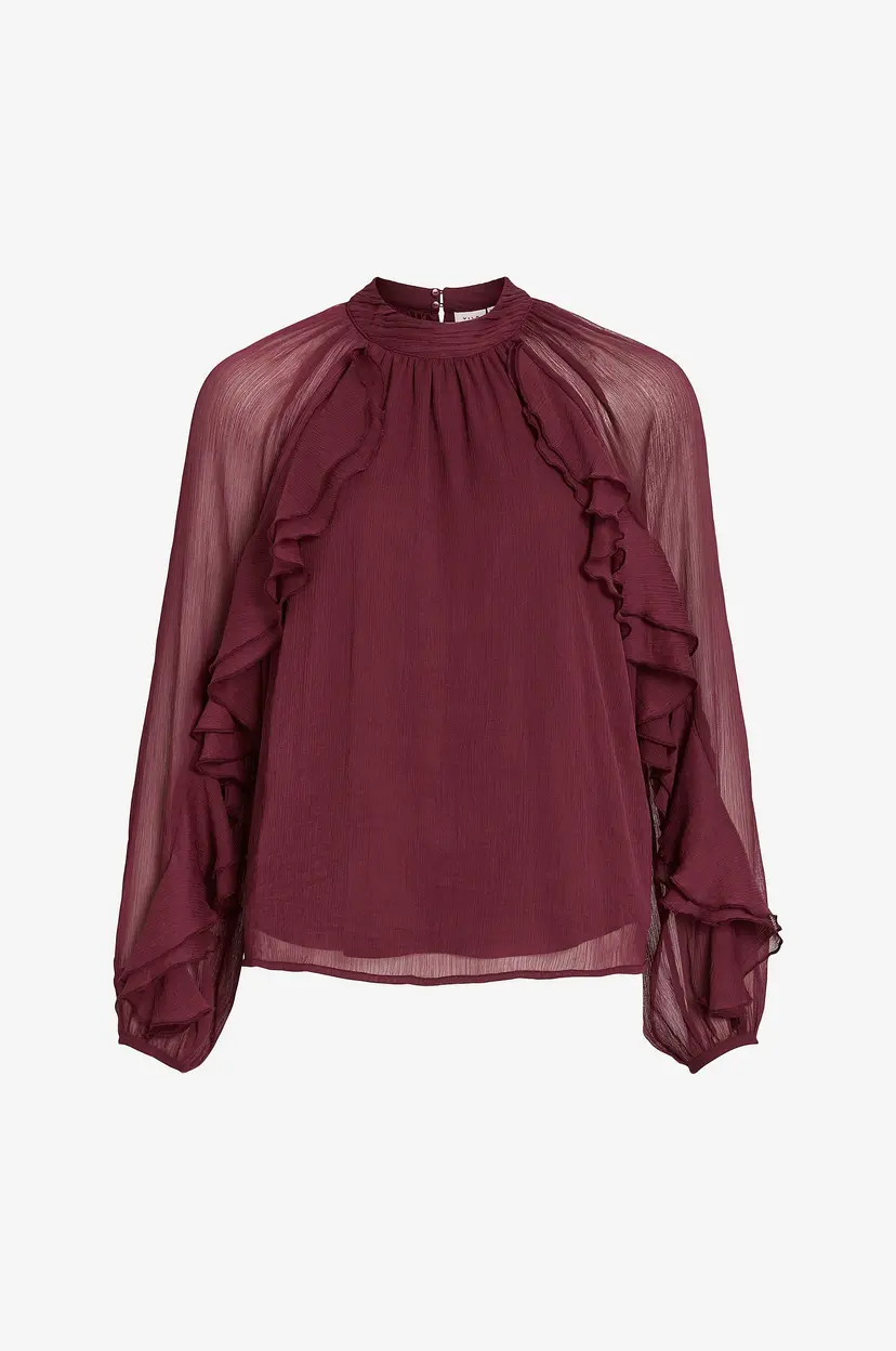 Vila Bluse viBinna High Neck Frill - Rød