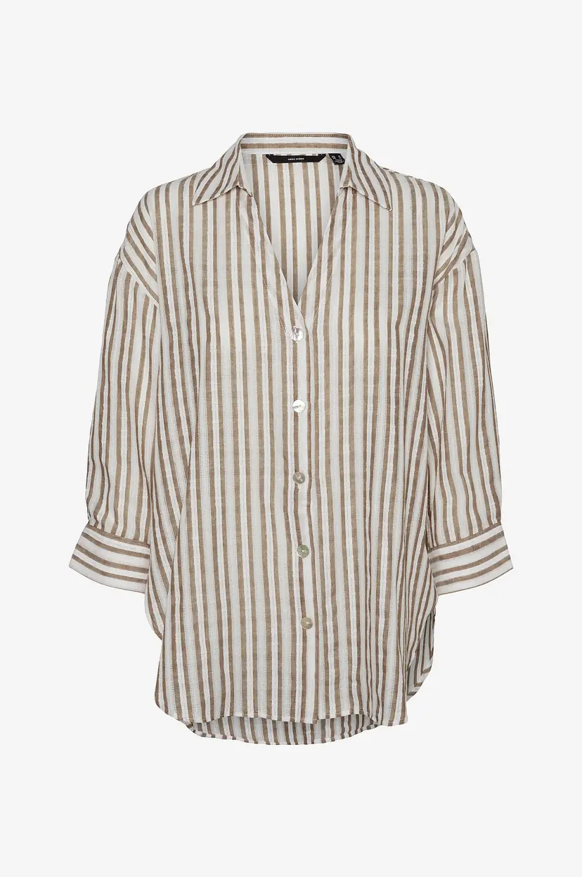 Vero Moda Skjorte Vmollie 34 Shirt Wvn - Beige