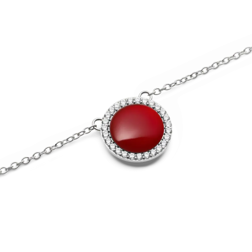 Daniel Wellington Silver Necklace Audrey Red Agathe | DW