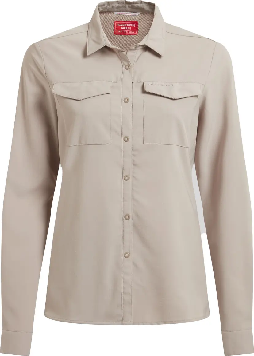 Craghoppers Craghoppers Women's Nosilife Pro Long Sleeved Shirt V Soft Mushroom