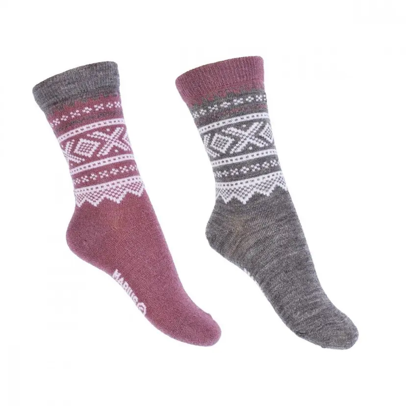 Marius Kids Marius Kids - 2pk Tynne Ullsokker Mesa Rose & Grey