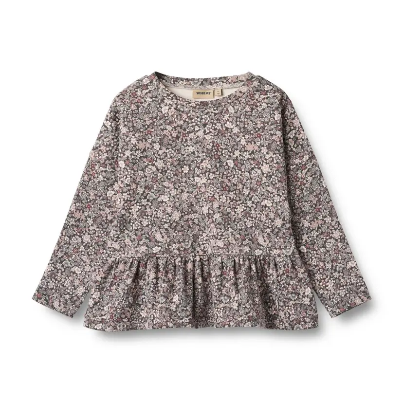 Wheat Wheat, T-shirt L/S Carolina, Purple stone flowers
