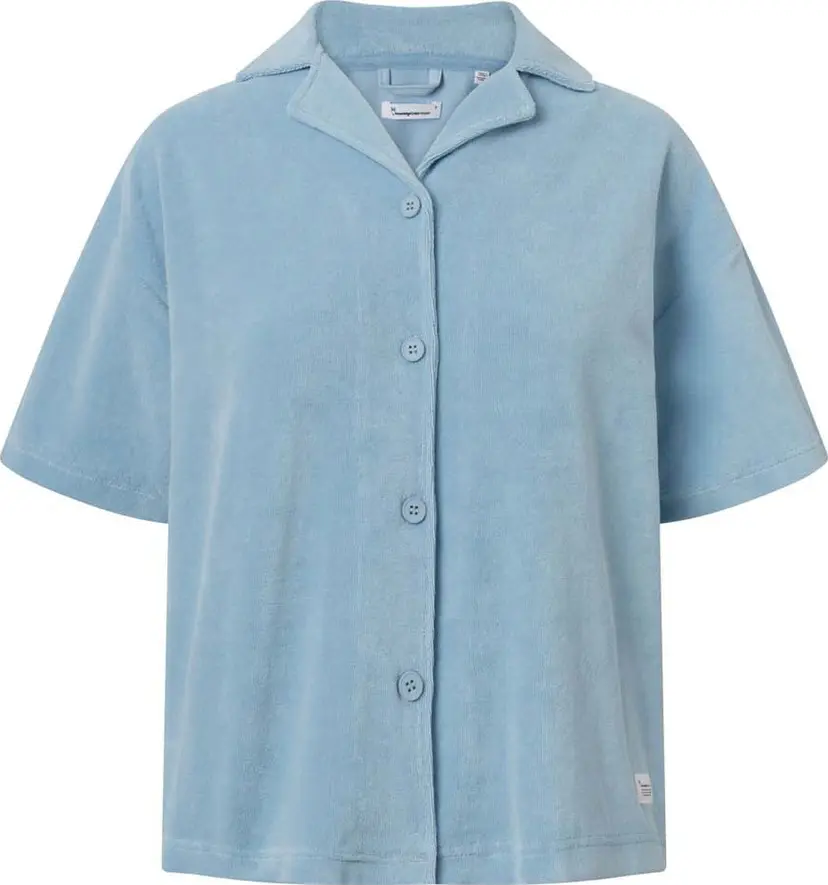 Knowledge Cotton Apparel Knowledge Cotton Apparel Women's Woven Terry Short Sleeve Shirt  Airy Blue