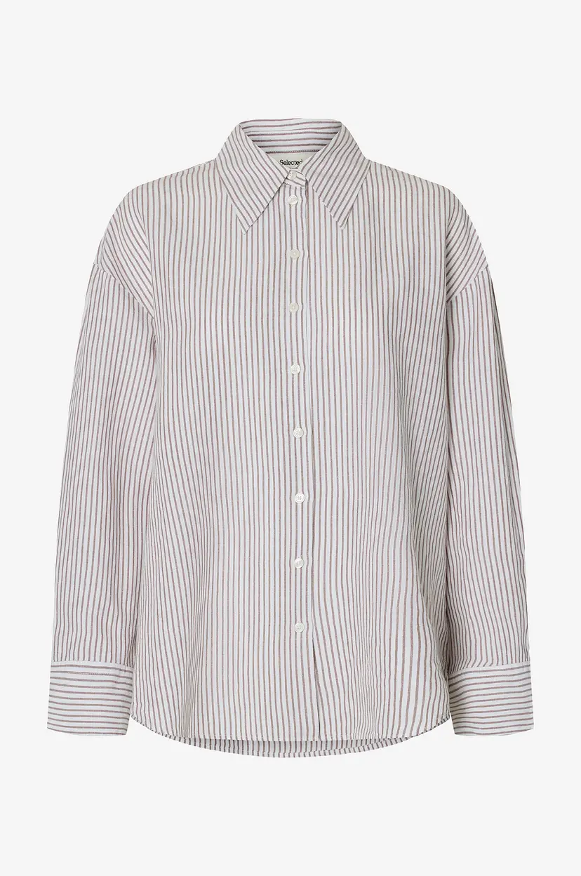 Selected Women Skjorte slfCleo Oversize Linen Blend Shirt - Hvit