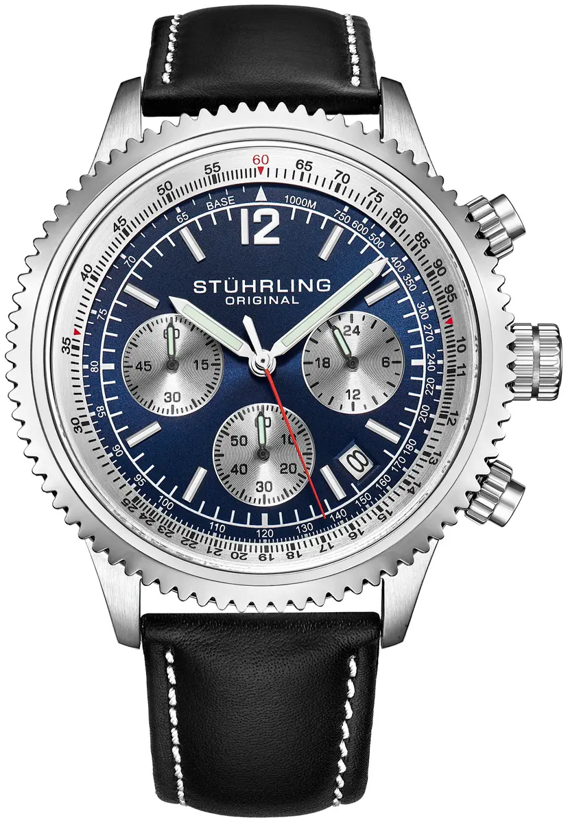 Stührling Original Stührling Original Herreklokke 4015.2 Monaco Blå/Lær Ø44 mm