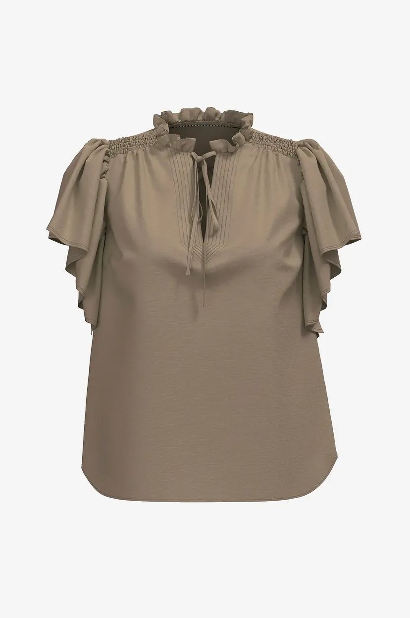 Co'couture Bluse HeraCC SS Frill - Brun