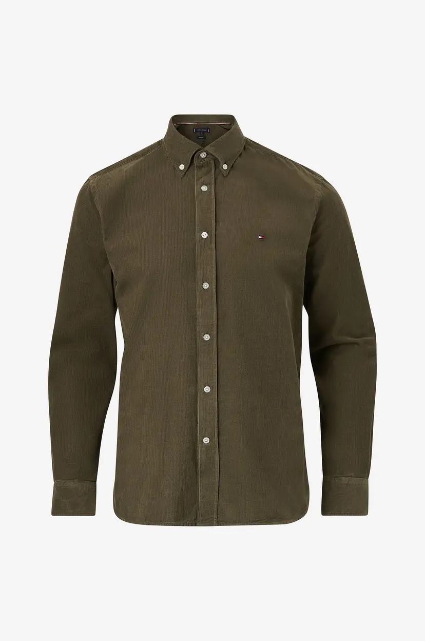 Tommy Hilfiger Manchester-skjorte Solid Corduroy RF Shirt - Grønn