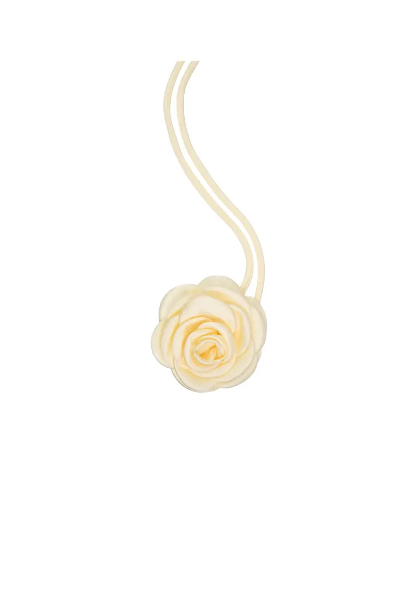 Dark Satin Rose Brooch Pale Yellow