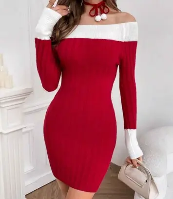 Lili Marleen Julekjole: "My Cozy Christmas Dress" - skrikkjole i rød med hvid kant