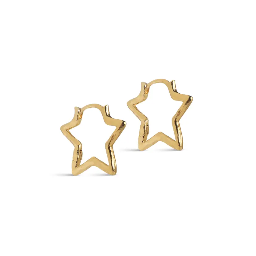 Enamel Enamel - Organic Star Medium Hoops i forgyldt - E488GB