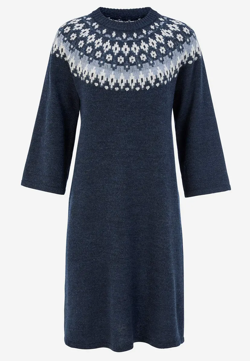 Strikket, jacquard-mønster kjole
