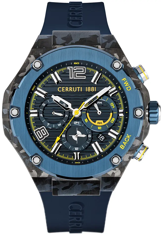 Cerruti Cerruti 1881 Herreklokke CIWGQ2113802 Blå/Gummi Ø44 mm