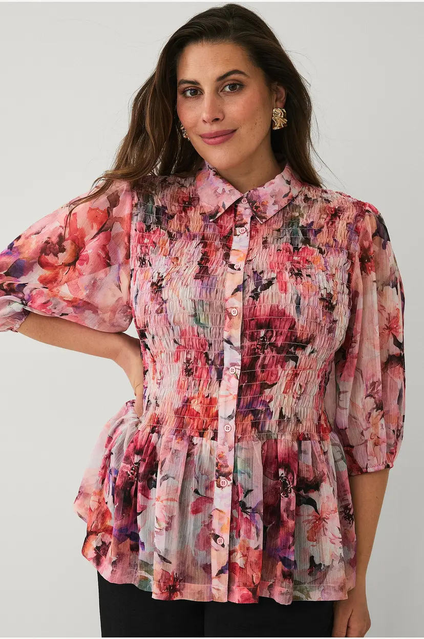 Ellos Plus collection Bluse med smock - Rosa