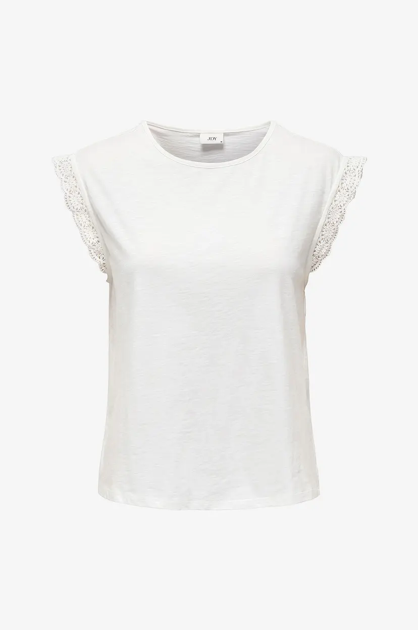 JDY Topp jdySalva Life S/L Crochet Top Jrs - Hvit