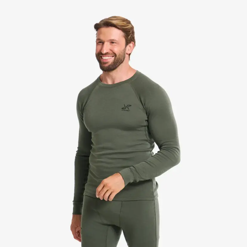 RevolutionRace Route Merino Warm Base Layer Top Herre Kambaba Green