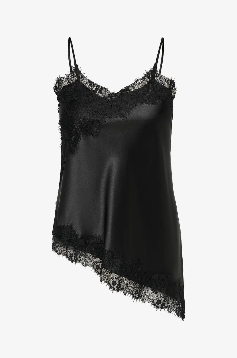 Only Carmakoma Bluse Carindona Strap Satin Lace Top Wvn - Svart