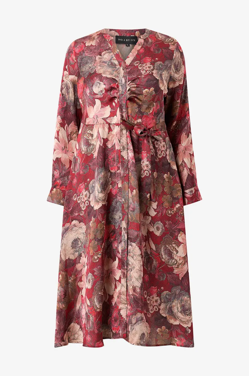 NO. 1 BY OX Kjole Sun Cut Skirt And Long Sleeves - Rød