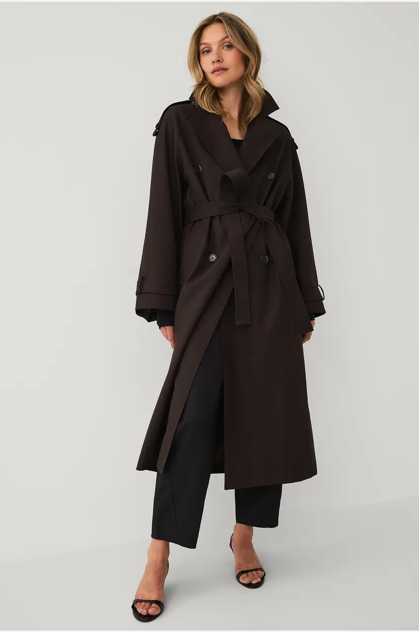 Ellos Collection Trenchcoat med knytbart belte - Brun