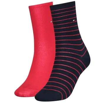 Tommy Hilfiger Tommy Hilfiger Strømper 2P Classic Small Stripe Socks Marine/Rød Str 39/42 Dame