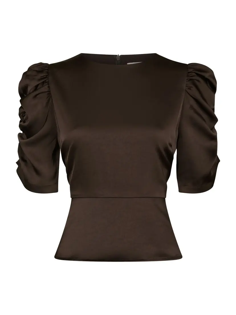 Neo Noir Benua Heavy Sateen Blouse - Dark Brown