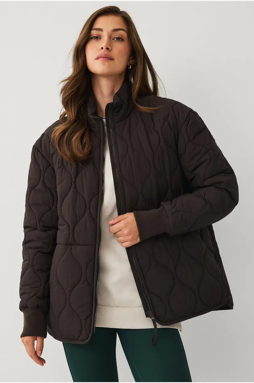 Ellos STUDIO Jakke Oversized Quilted Padded Jacket - Brun