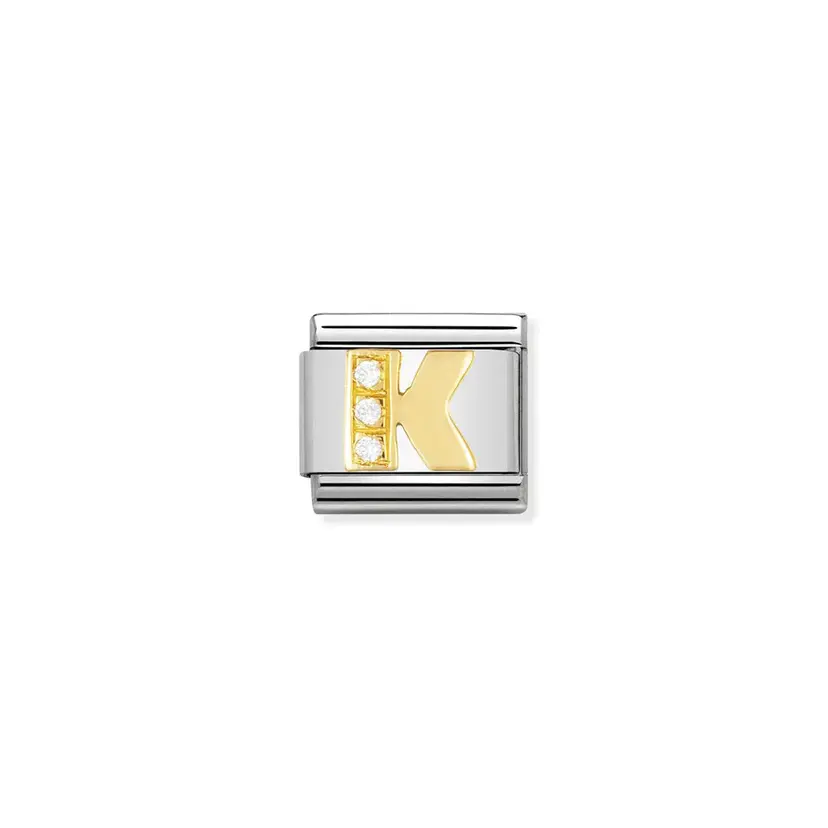 Nomination Cubic Zirconia Letter K Gold