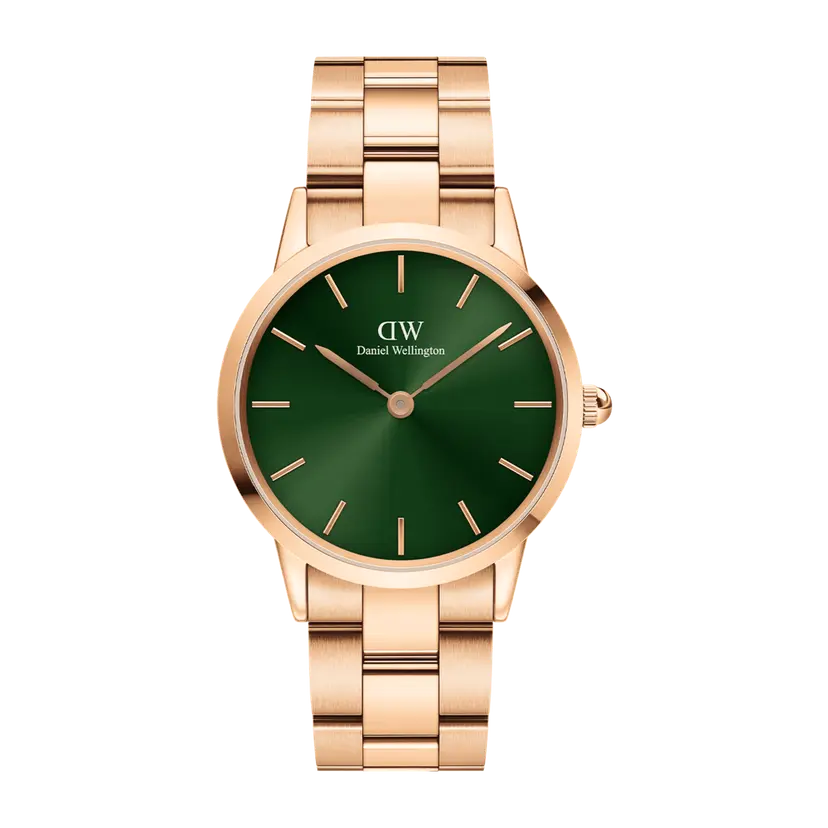 Daniel Wellington Rose Gold 36mm Mic Watch Iconic Link Emerald | DW
