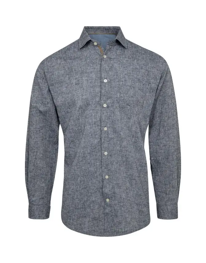Black Blue l/s regular fit linen look