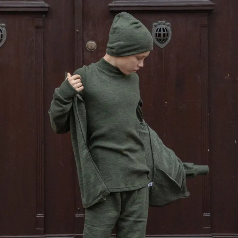 Joha Joha - Trøye i Ull Jr Turtleneck Rib - Mosegrønn