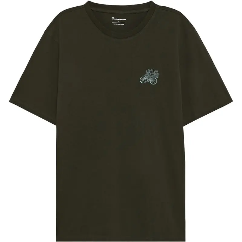 KnowledgeCotton Apparel KnowledgeCotton Apparel Chest Embroidery T-shirt Forrest Night