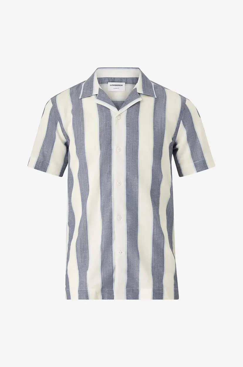 Lindbergh Skjorte Striped Shirt S/S - Blå