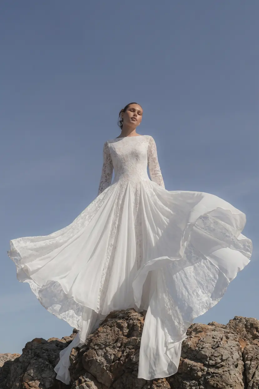 MurlongCres. Ylva Maxi Dress Long Sleeve White, XXS