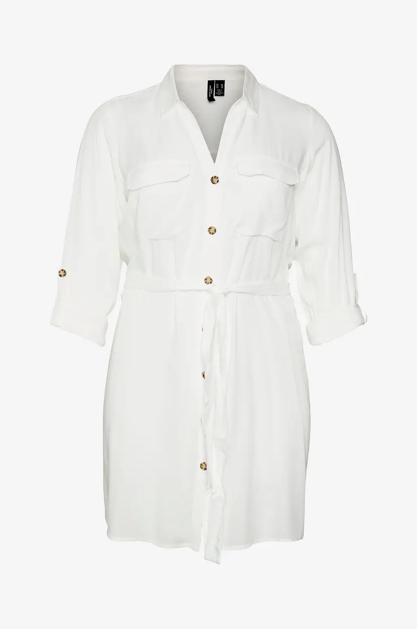 Vero Moda Curve Kjole vmBumpy L/S Shirt Dress Wvn Curve - Hvit