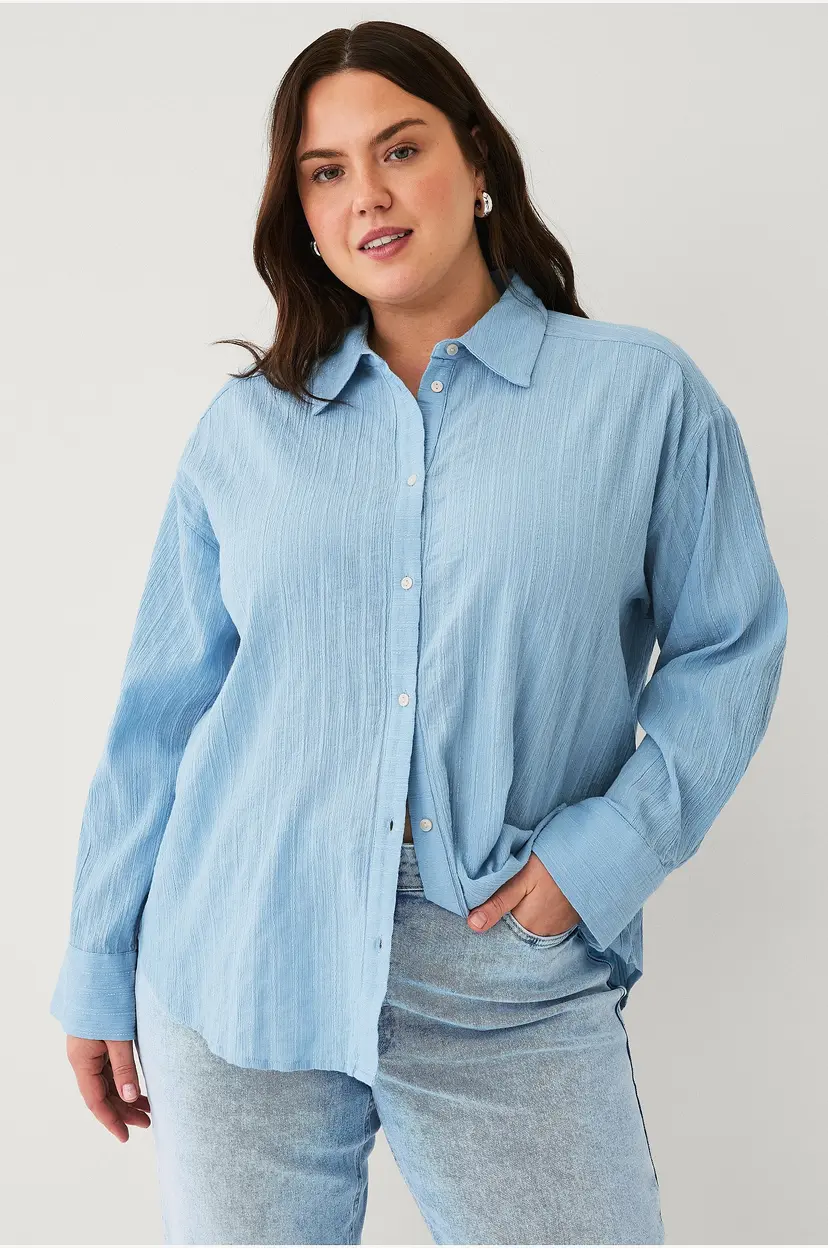 Zizzi Skjorte mGunna L/s Shirt - Blå