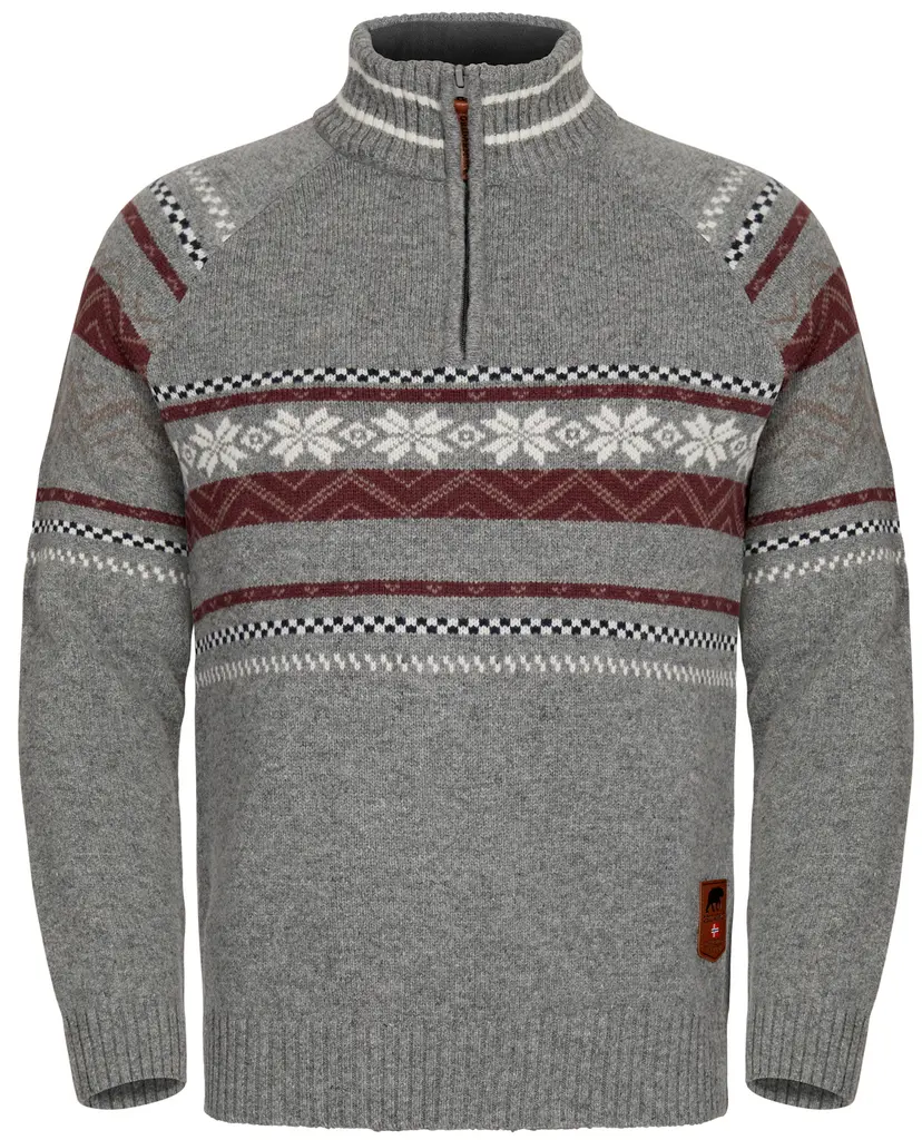Gridarmor Gridarmor Men's Snøstjerne Half Zip Ullgenser Grey Melange