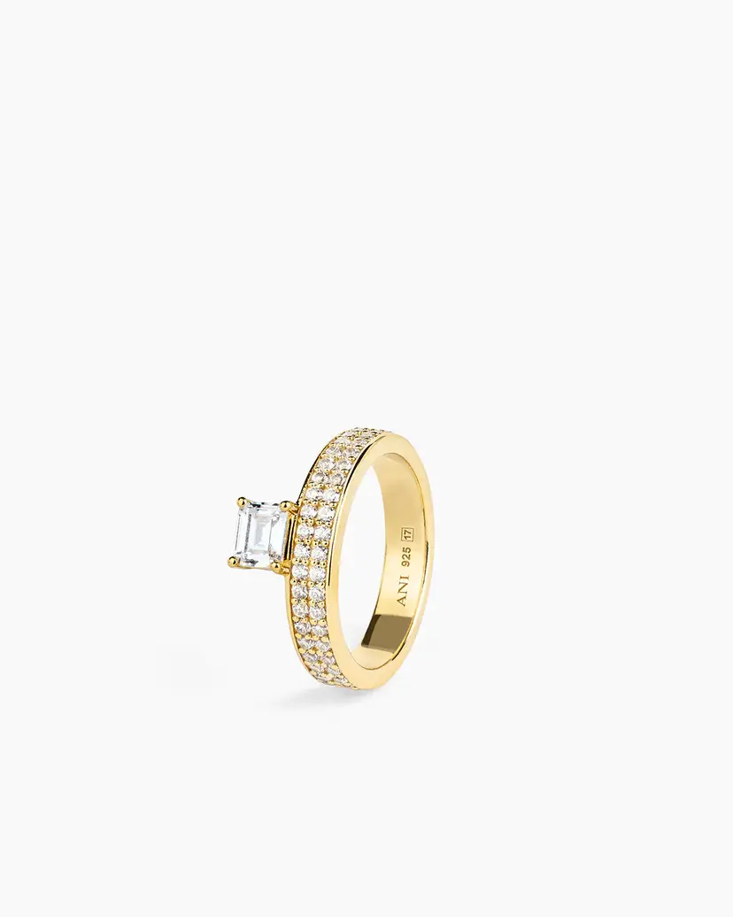 ANI Jewels Double Sopra Pave Ring Gold - 14