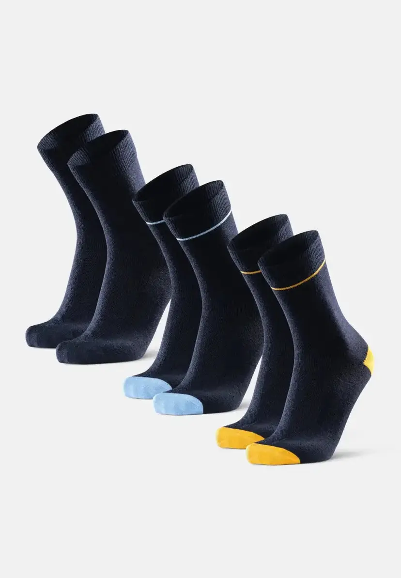 DANISH ENDURANCE DANISH ENDURANCE Merino Crew Strømper, Navy Blå | Navy Blå/Lyseblå | Navy Blå/Gul, 39-42