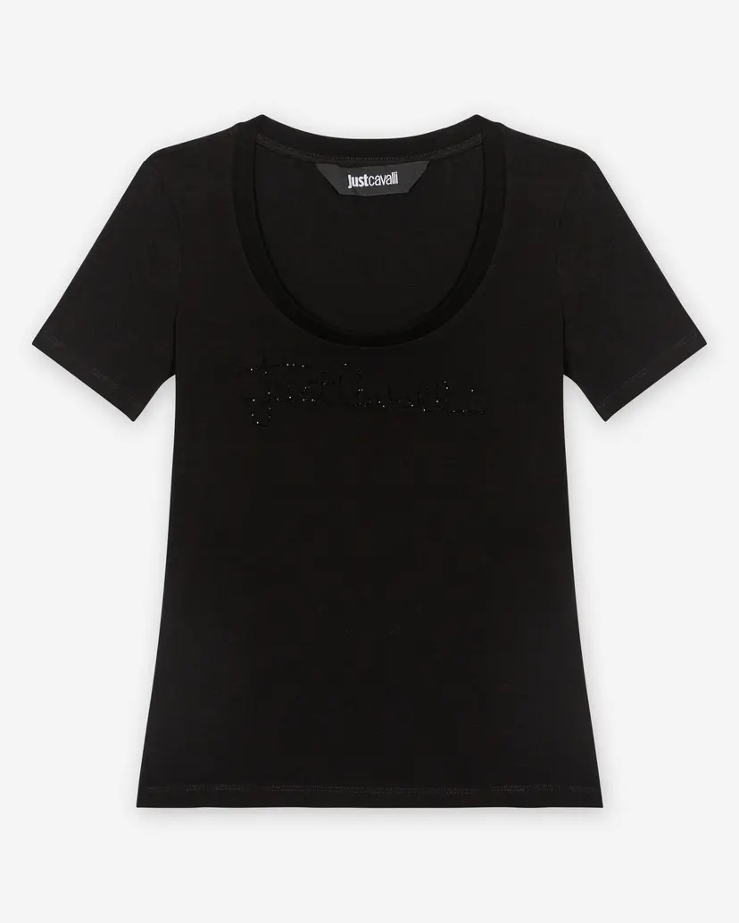 Just Cavalli Just Cavalli Logo Sign Strass Black T-shirt