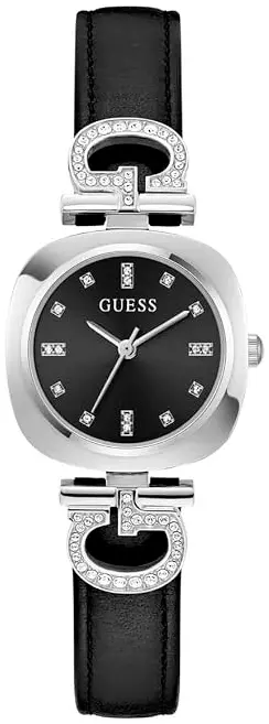 Guess Guess Dameklokke GW0938L1 Trend Sort/Lær
