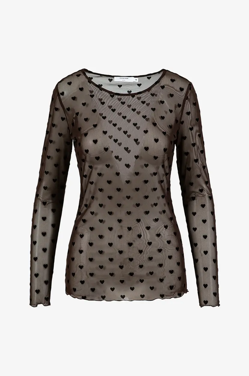 Coster Copenhagen Topp Eve mesh o-neck - Brun