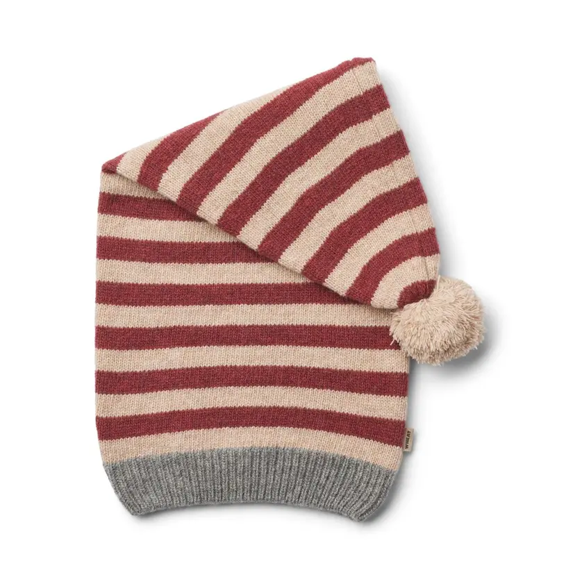 Wheat Wheat Knitted Christmas Hat Red Stripe
