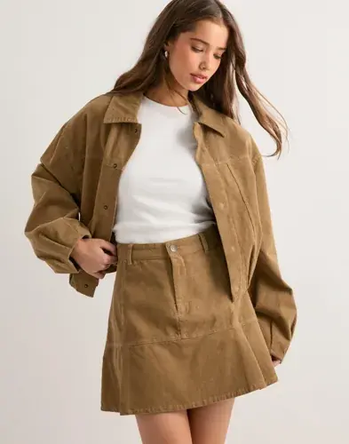 Pieces Pieces - Beige - Pcbabett Mw Corderoy Denim Mini Ski