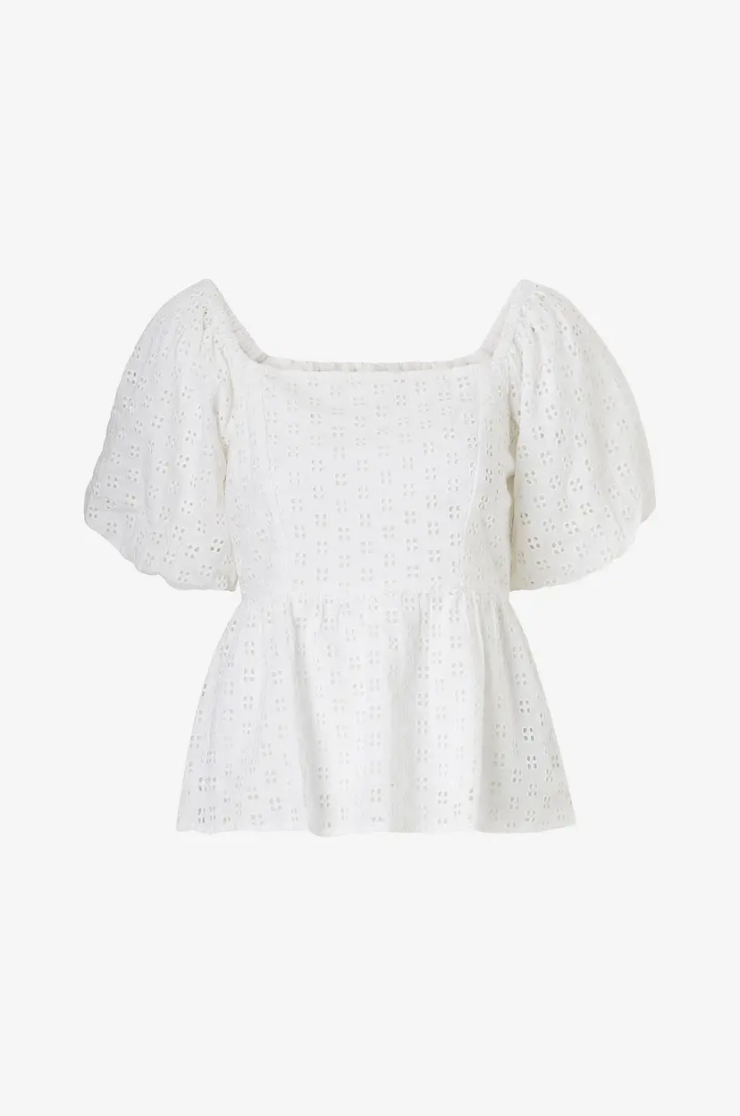 Selected Women Bluse slfAnelli 3/4 On Off Shoulder Top - Hvit