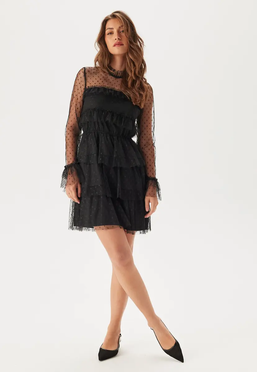 Bubbleroom Dotted Mesh L/S Dress